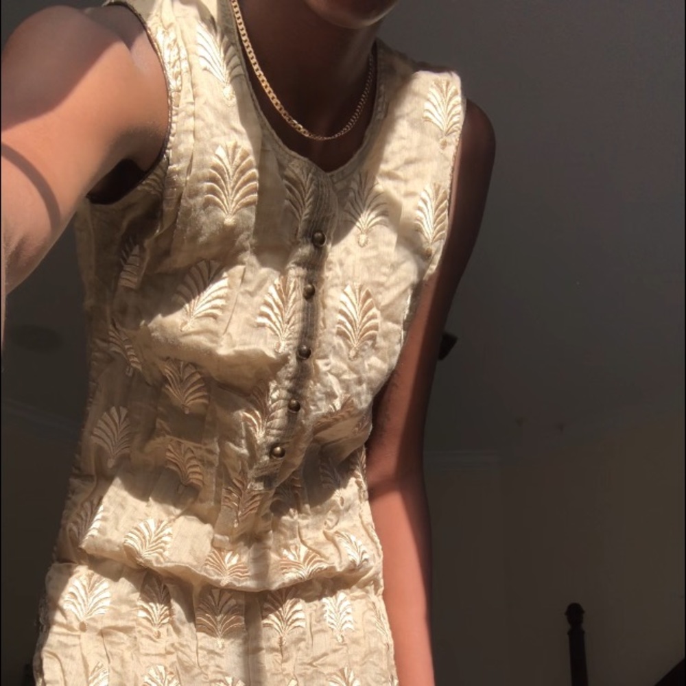 VINTAGE PATTERNED GOLD TUNIC - MADE IN INDIA